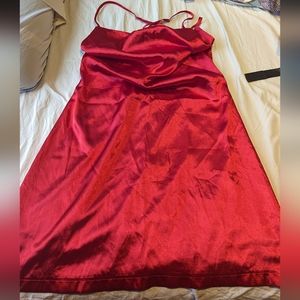 Red satin dress